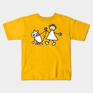 Girl Walking the Dog Kids T-Shirt